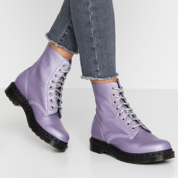 Dr. Martens Shoes - Dr. Martens lavender lilac light purple UK5 USL 7 Metallic Virginia Diva boots